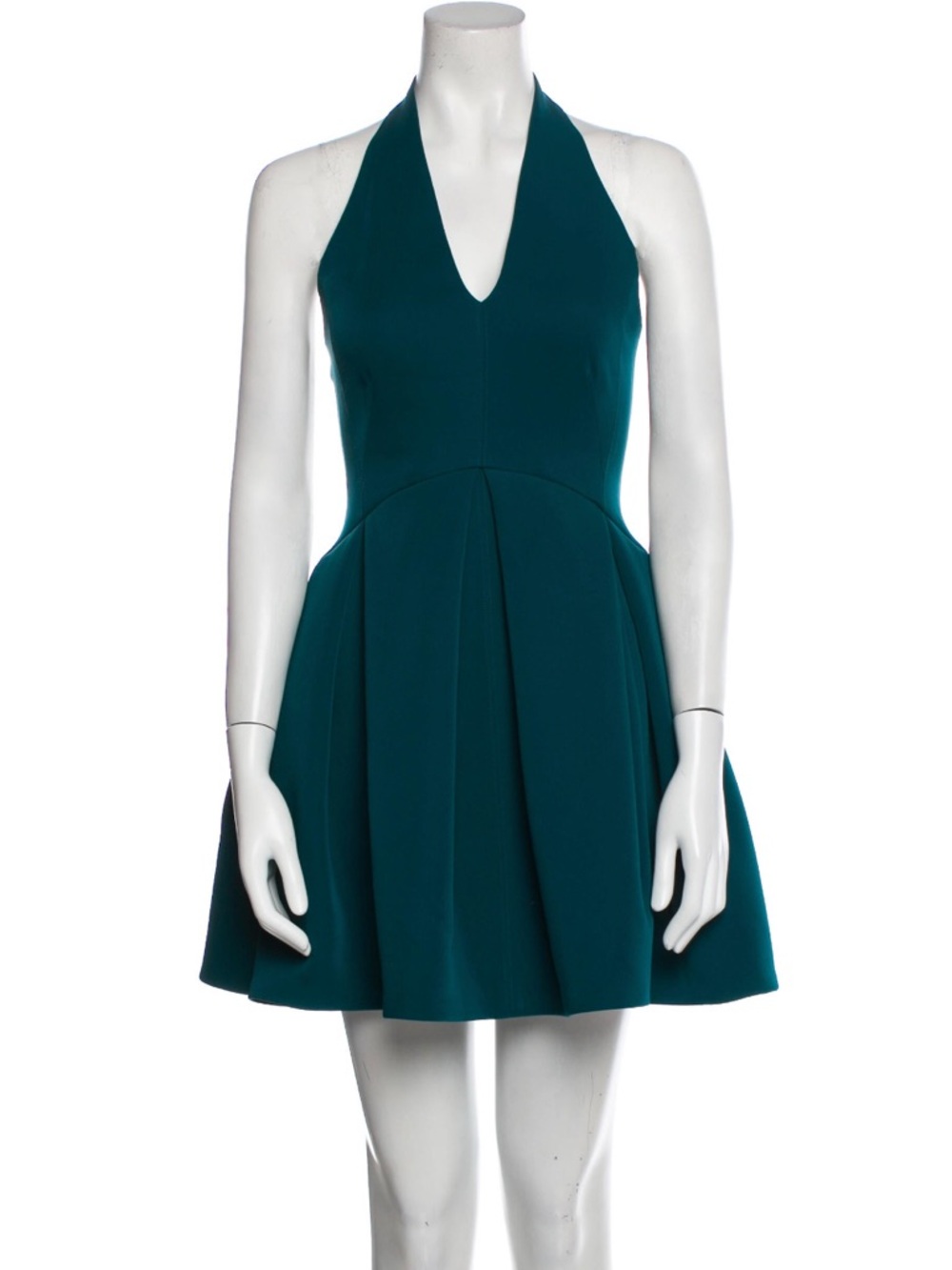 Halston Heritage Teal Halter Fit-and-Flare Mini Dress